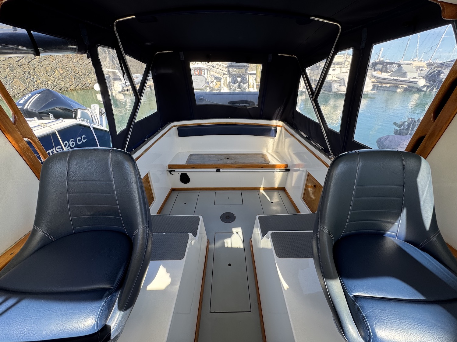 seaward looking aft